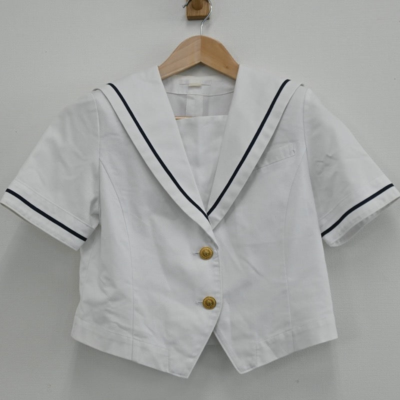 【中古】岡山県 県立岡山芳泉高等学校 女子制服 4点（セーラー服・ニットベスト・スカート）sf003456