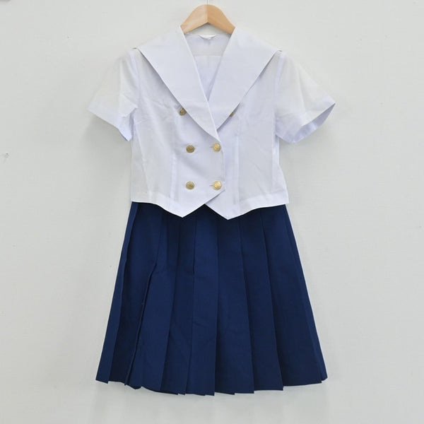 【中古】広島県 忠海高等学校 女子制服 3点（セーラー服・スカート）sf003467