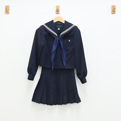 【中古】愛知県 西尾高等学校 女子制服 3点（セーラー服・スカート）sf003513