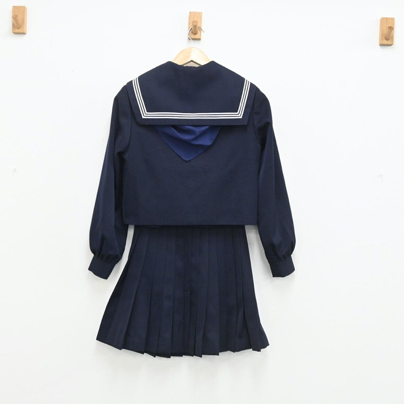 【中古】愛知県 西尾高等学校 女子制服 3点（セーラー服・スカート）sf003513