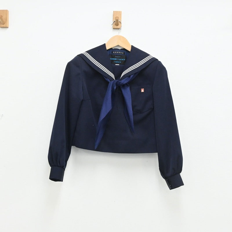 【中古】愛知県 西尾高等学校 女子制服 3点（セーラー服・スカート）sf003513