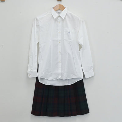 【中古】神奈川県 関東学院中学校高等学校 女子制服 4点（シャツ・ニットベスト・スカート・スカート）sf003539