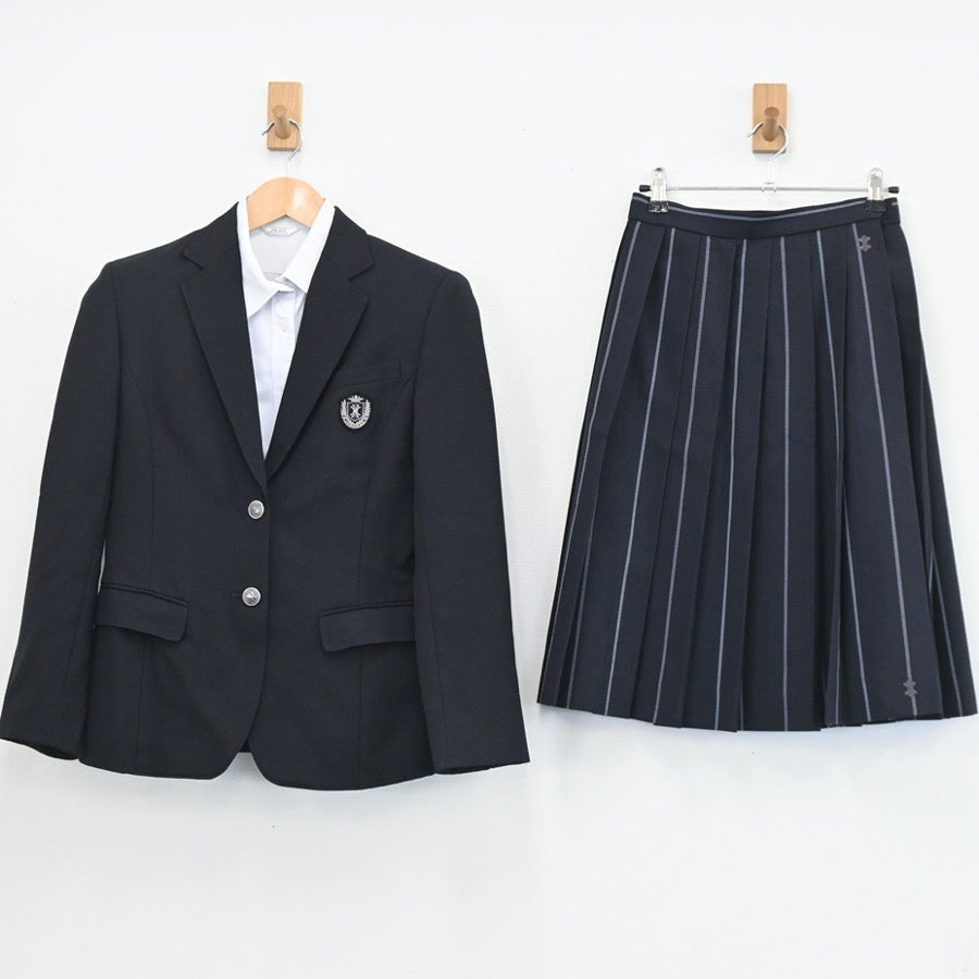 【中古】広島県 如水館高等学校 女子制服 3点（ブレザー・シャツ・スカート）sf003546