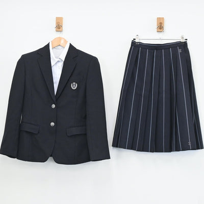 【中古】広島県 如水館高等学校 女子制服 3点（ブレザー・シャツ・スカート）sf003546