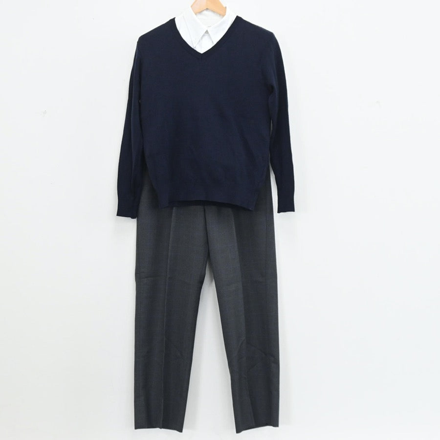 【中古】兵庫県 須磨学園中学・高等学校 男子制服 3点（シャツ・ニット・ズボン）sf003553