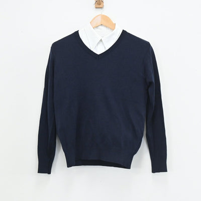 【中古】兵庫県 須磨学園中学・高等学校 男子制服 3点（シャツ・ニット・ズボン）sf003553