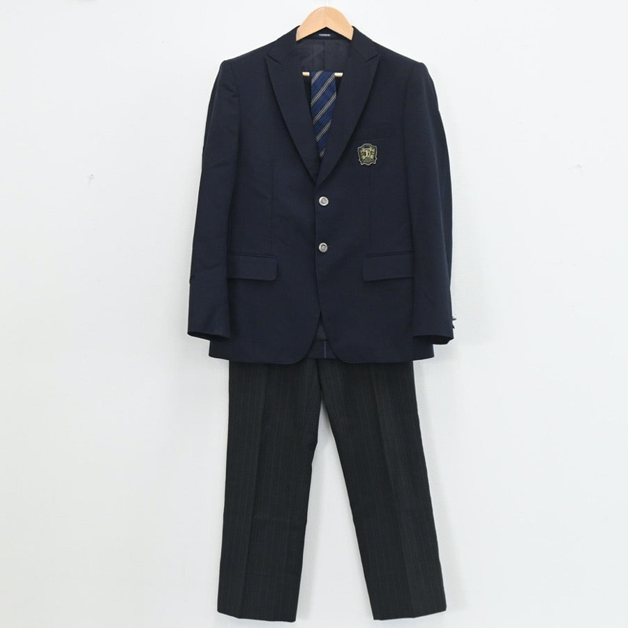 【中古】京都府 京都市立日吉ヶ丘高等学校 男子制服 4点（ブレザー・ニット・ズボン）sf003554