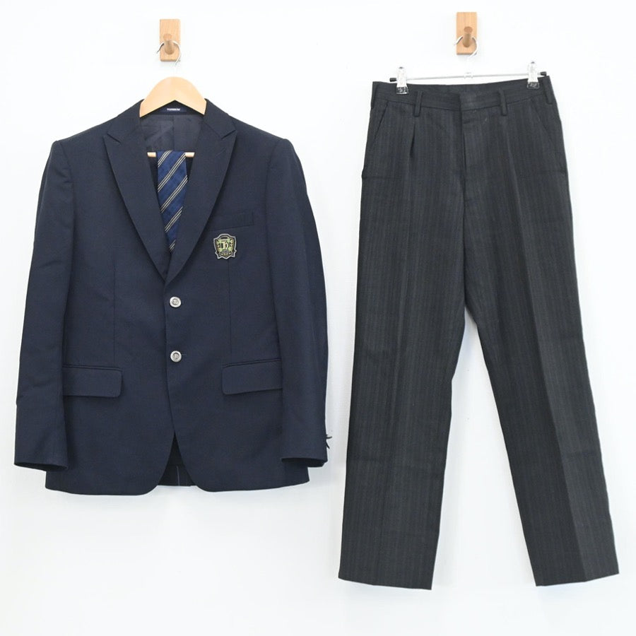 【中古】京都府 京都市立日吉ヶ丘高等学校 男子制服 4点（ブレザー・ニット・ズボン）sf003554