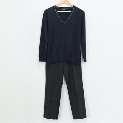 【中古】京都府 京都市立日吉ヶ丘高等学校 男子制服 4点（ブレザー・ニット・ズボン）sf003554