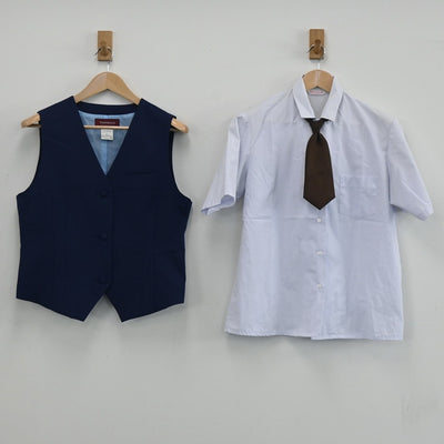 【中古】千葉県 千葉女子高校 女子制服 5点（シャツ・ベスト・ベスト・スカート）sf003577