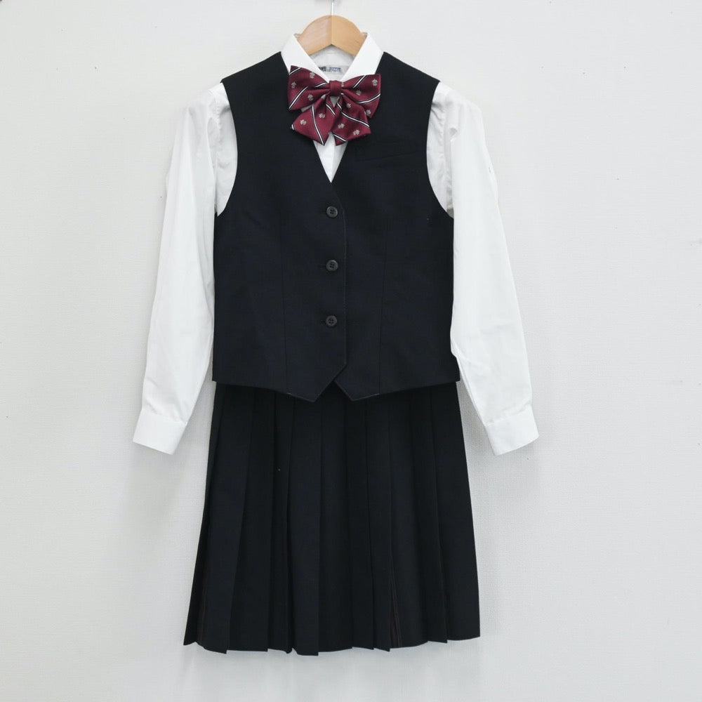 【中古】福岡県 福岡常葉高校 女子制服 7点（ブレザー・ベスト・ニット・シャツ・スカート）sf003621