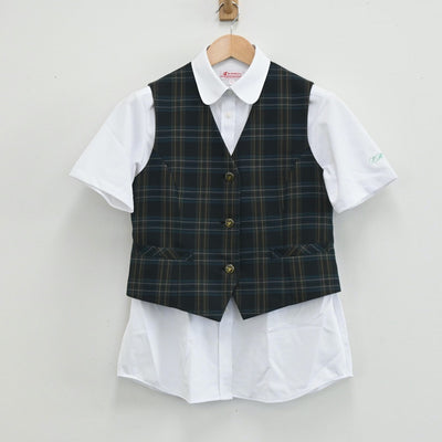 【中古】北海道 札幌西陵高校 女子制服 4点（シャツ・ベスト・ニットベスト）sf003635