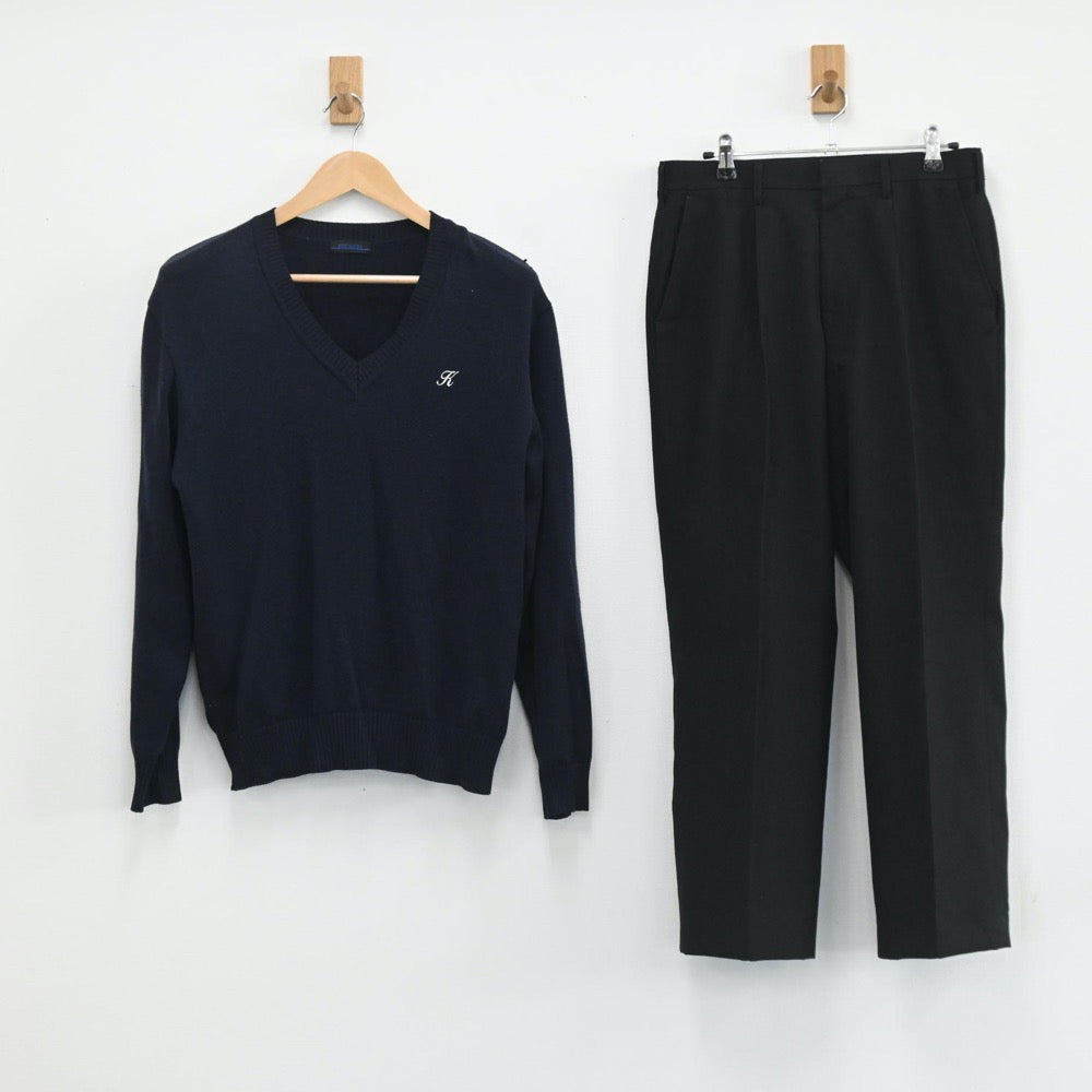 【中古】東京都 駒澤大学附属高校 男子制服 2点（ニット・ズボン）sf003646