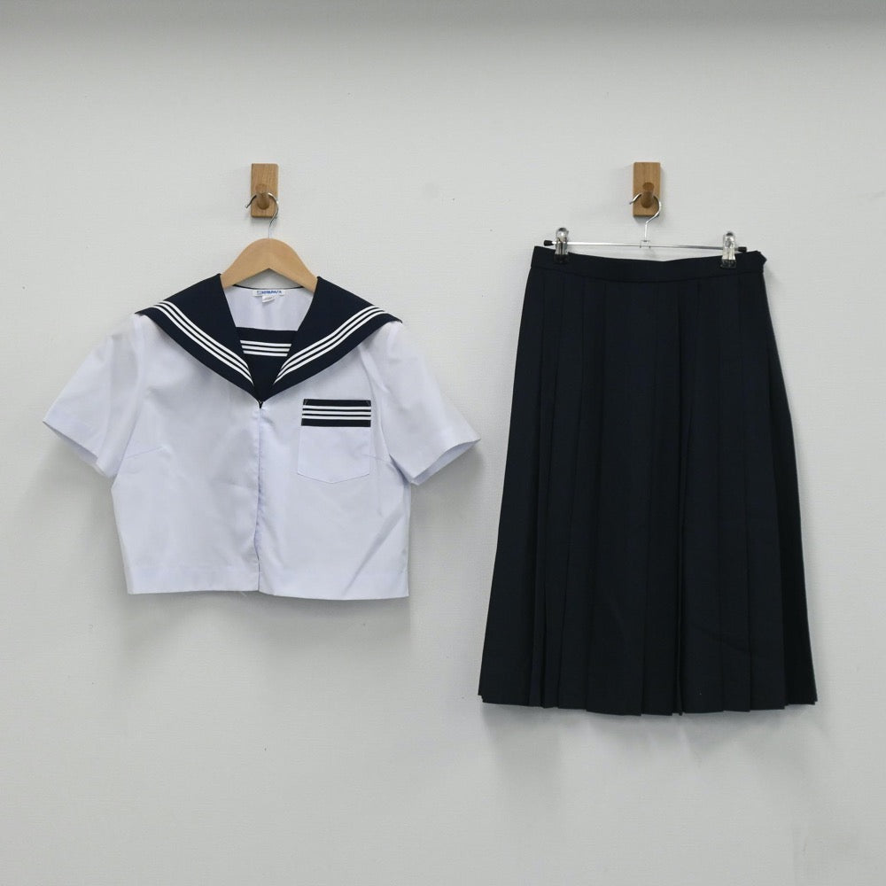 【中古】静岡県 磐田第一中学校 女子制服 3点（セーラー服・スカート）sf003665