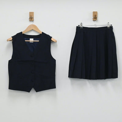 【中古】埼玉県 埼玉県立鴻巣高等学校 女子制服 2点（ベスト・スカート）sf003674