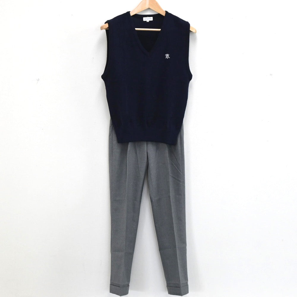 【中古】東京都 國學院久我山中学校 男子制服 3点（ニットベスト・ズボン）sf003688