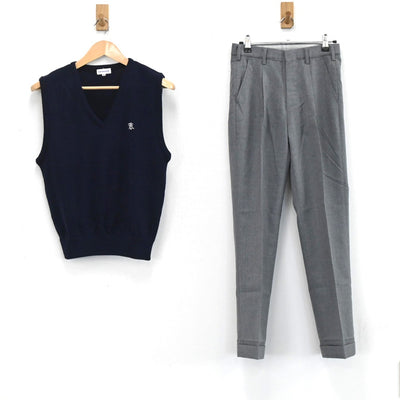 【中古】東京都 國學院久我山中学校 男子制服 3点（ニットベスト・ズボン）sf003688