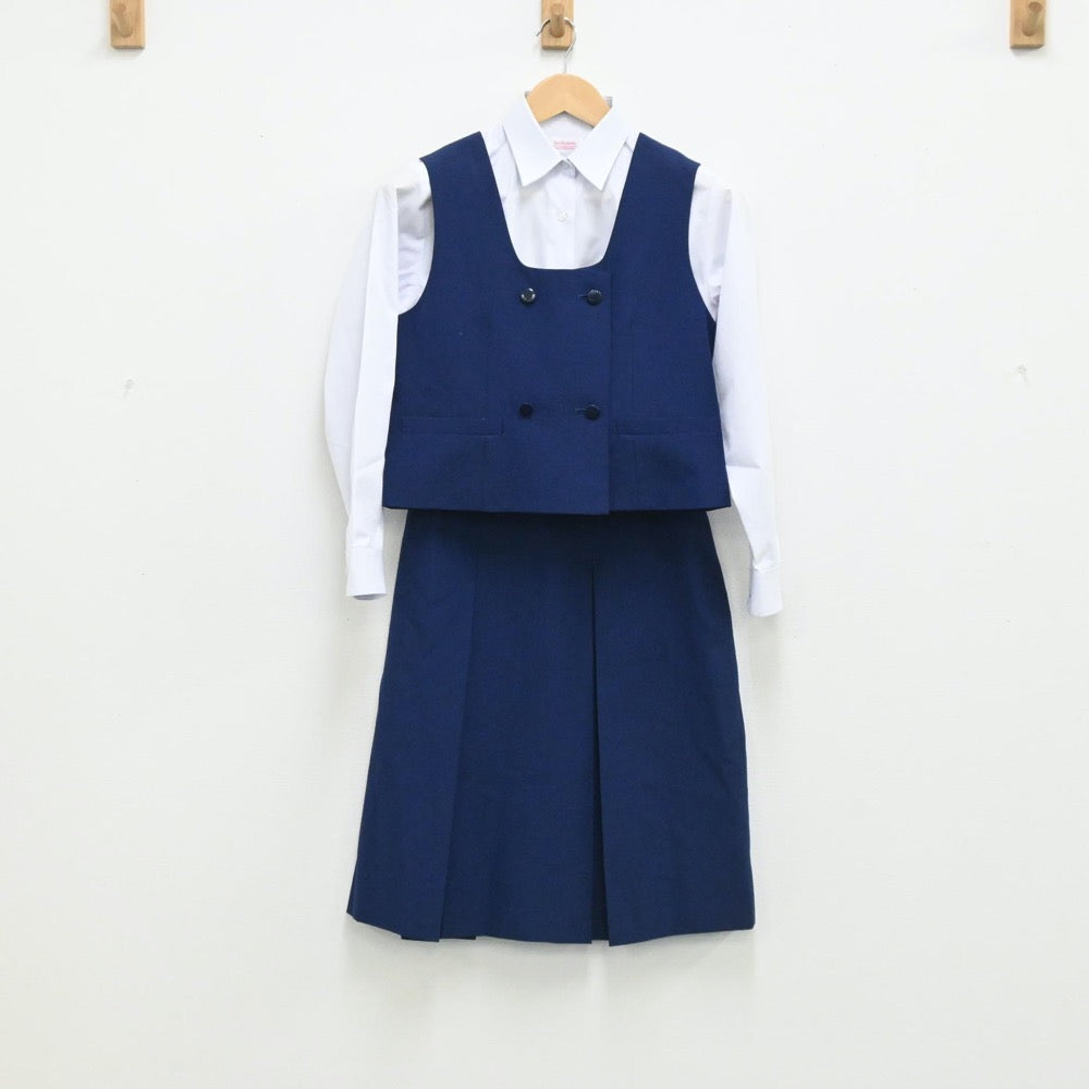 【中古】埼玉県 霞ヶ関東中学校 女子制服 4点（シャツ・ベスト・スカート）sf003701