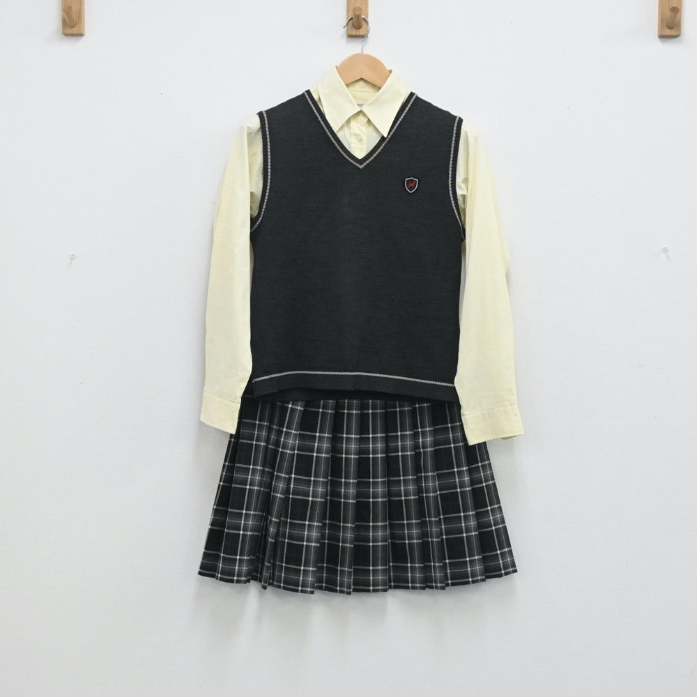 【中古】東京都 八王子学園八王子高等学校 女子制服 3点（シャツ・ニットベスト・スカート）sf003705