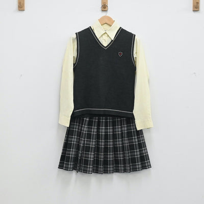 【中古】東京都 八王子学園八王子高等学校 女子制服 3点（シャツ・ニットベスト・スカート）sf003705