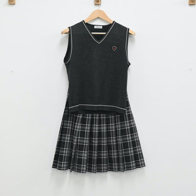 【中古】東京都 八王子学園八王子高等学校 女子制服 3点（シャツ・ニットベスト・スカート）sf003705