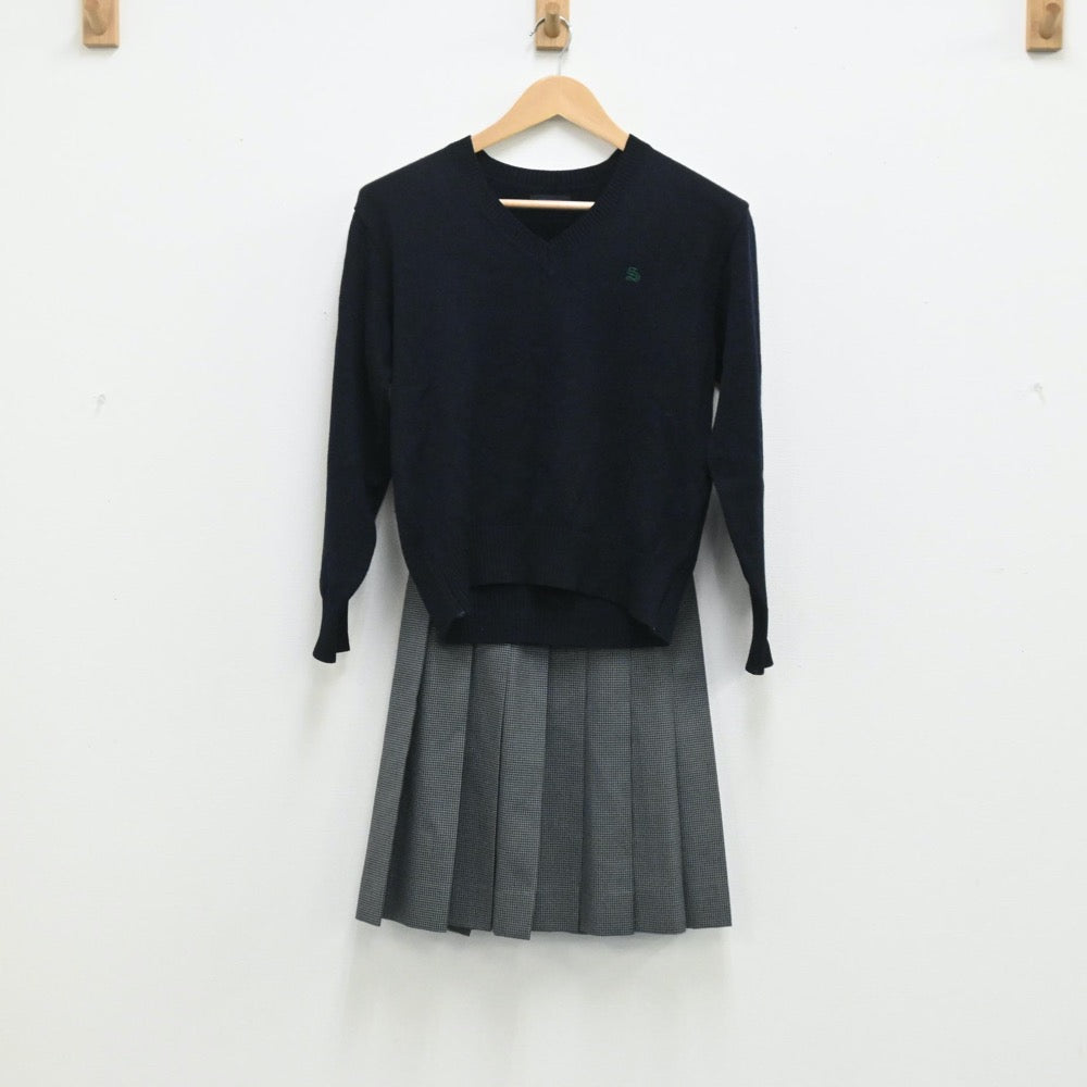 【中古】東京都 専修大学附属高等学校 女子制服 6点（ブレザー・シャツ・ニット・スカート・スカート）sf003709