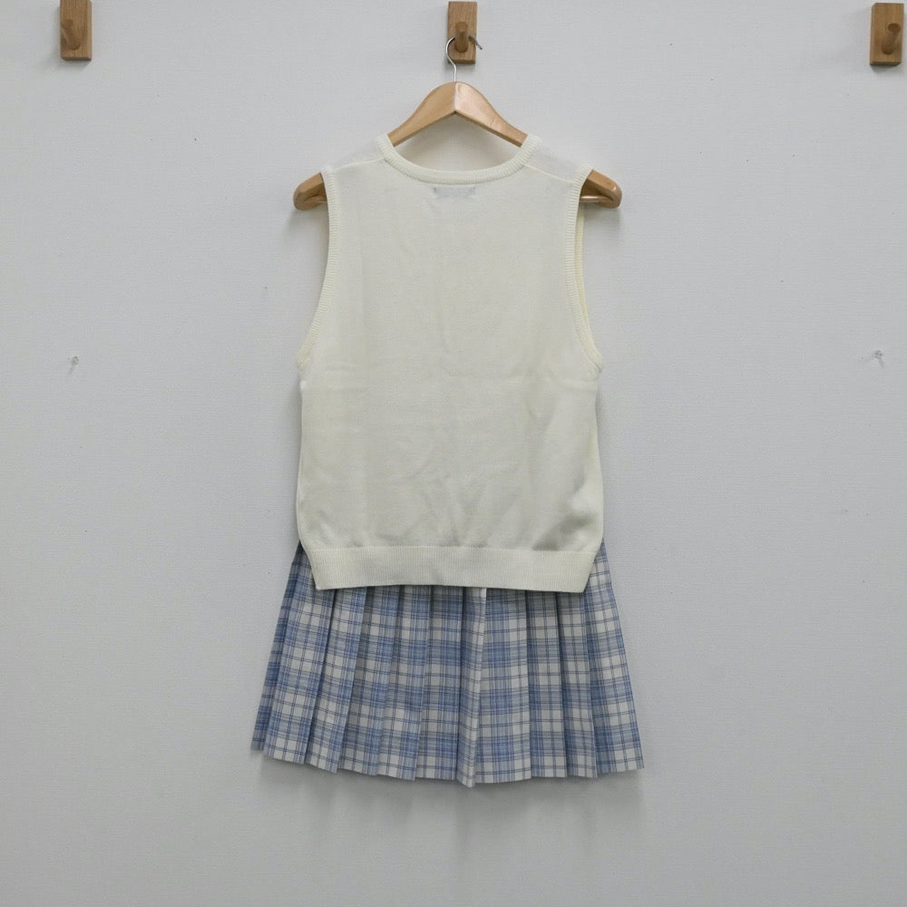 【中古】東京都 八雲学園中学・高等学校 女子制服 3点（ニットベスト・スカート）sf003723