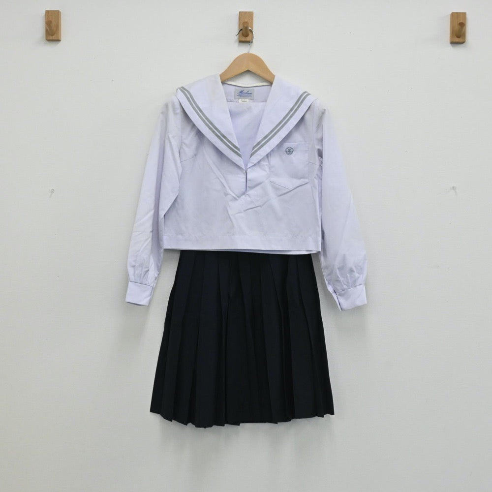 【中古】愛知県 津島東高等学校 女子制服 3点（セーラー服・ニット・スカート）sf003732