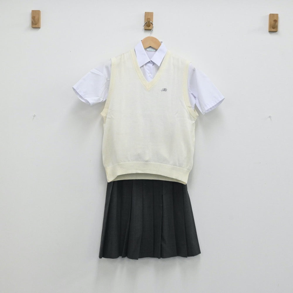 【中古】東京都 松江第四中学校 女子制服 3点（シャツ・ニットベスト・スカート）sf003734