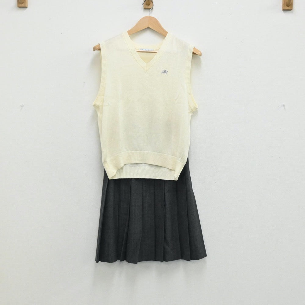 【中古】東京都 松江第四中学校 女子制服 3点（シャツ・ニットベスト・スカート）sf003734