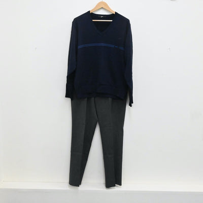 【中古】東京都 宝仙学園高等学校 男子制服 5点（ブレザー・シャツ・ニット・ズボン）sf003743