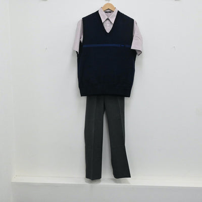 【中古】東京都 宝仙学園高等学校 男子制服 4点（シャツ・ニットベスト・ズボン）sf003744
