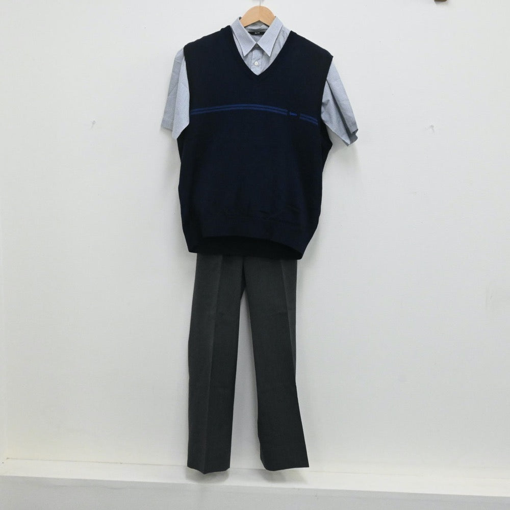 【中古】東京都 宝仙学園高等学校 男子制服 4点（シャツ・ニットベスト・ズボン）sf003744