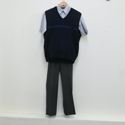 【中古】東京都 宝仙学園高等学校 男子制服 4点（シャツ・ニットベスト・ズボン）sf003744
