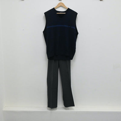 【中古】東京都 宝仙学園高等学校 男子制服 4点（シャツ・ニットベスト・ズボン）sf003744