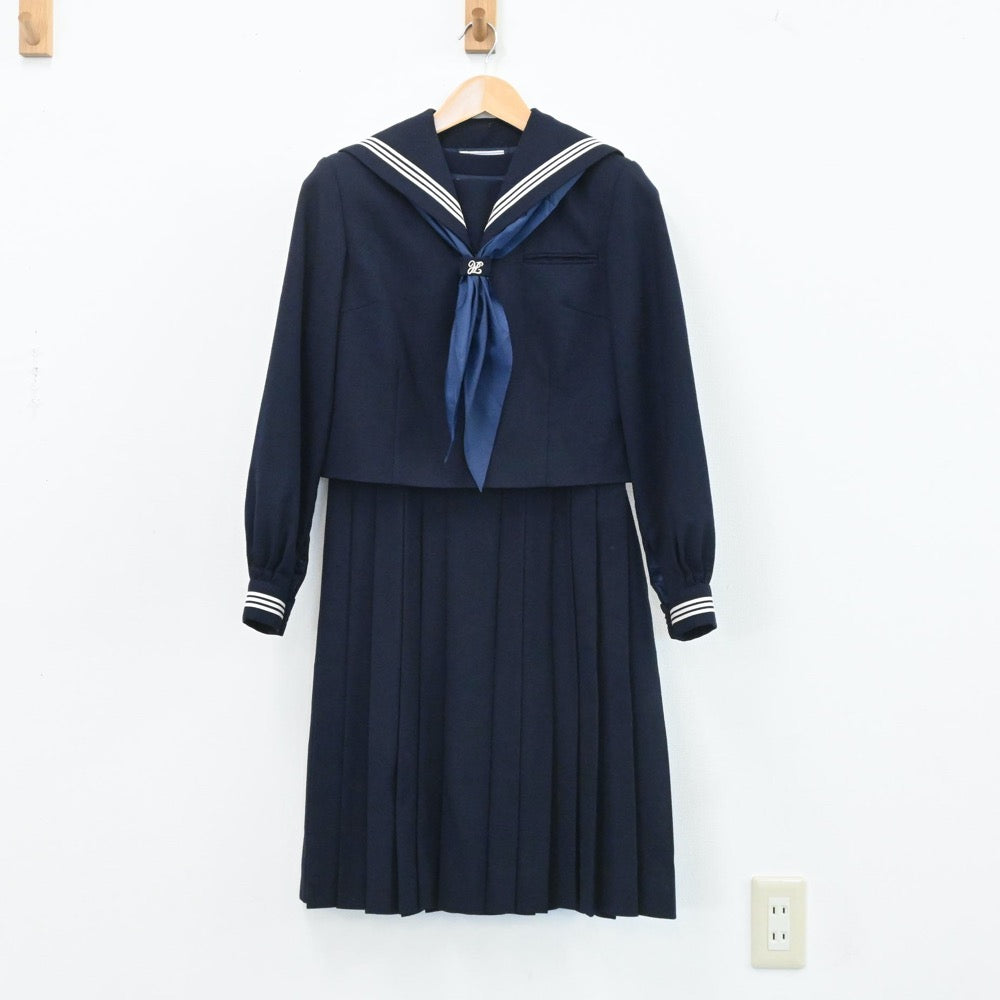 【中古】千葉県 鎌ヶ谷市立鎌ヶ谷中学校 女子制服 3点（セーラー服・ジャンパースカート）sf003768