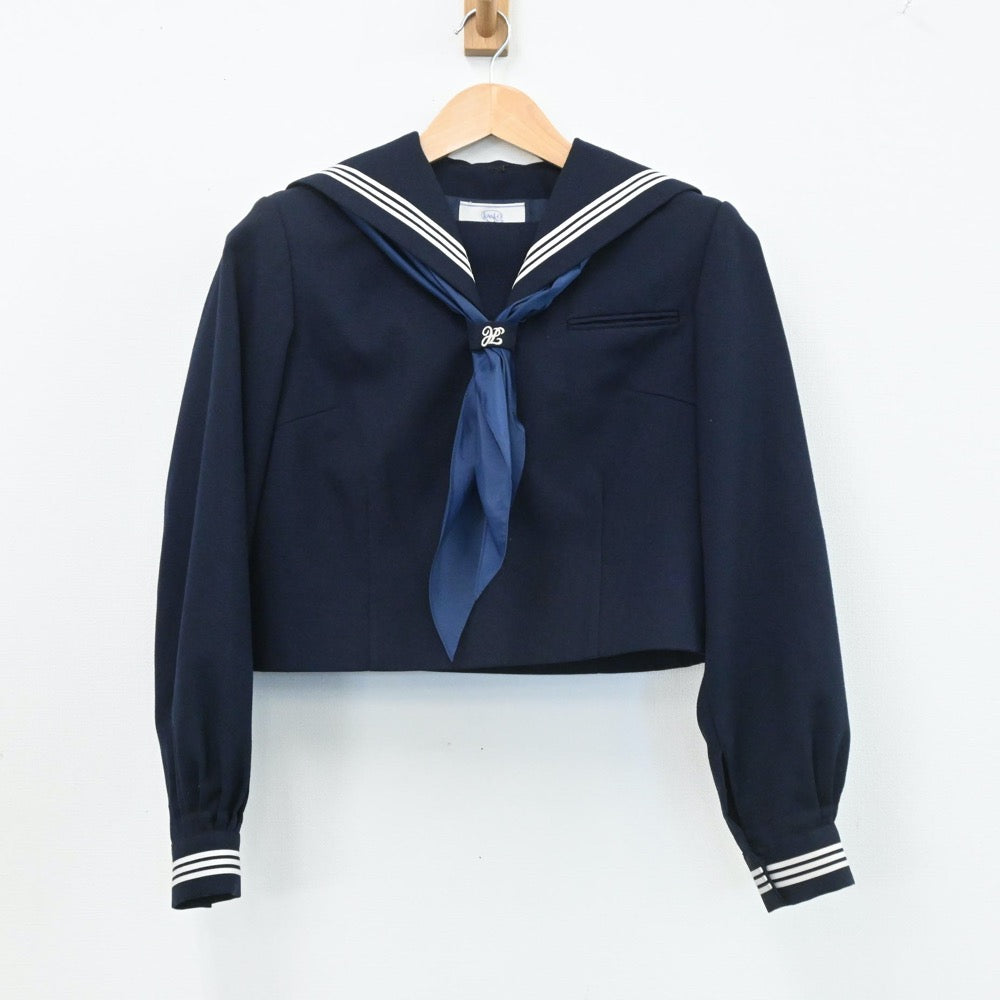 【中古】千葉県 鎌ヶ谷市立鎌ヶ谷中学校 女子制服 3点（セーラー服・ジャンパースカート）sf003768