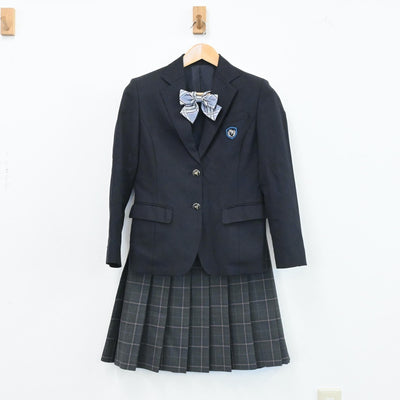 【中古】富山県 富山県立南砺福野高等学校 女子制服 4点（ブレザー・ベスト・スカート）sf003769