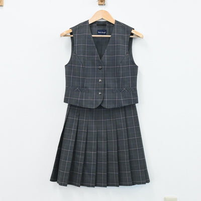 【中古】富山県 富山県立南砺福野高等学校 女子制服 4点（ブレザー・ベスト・スカート）sf003769