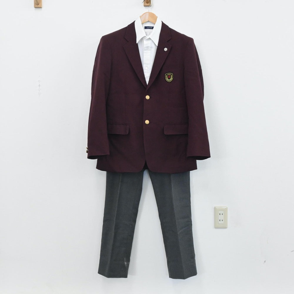 【中古】茨城県 常総学院高等学校 男子制服 3点（ブレザー・シャツ・ズボン）sf003773