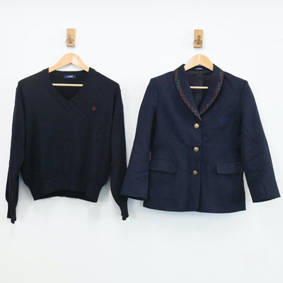 【中古】岡山県 高松農業高校 女子制服 2点（ブレザー・ニット）sf003797