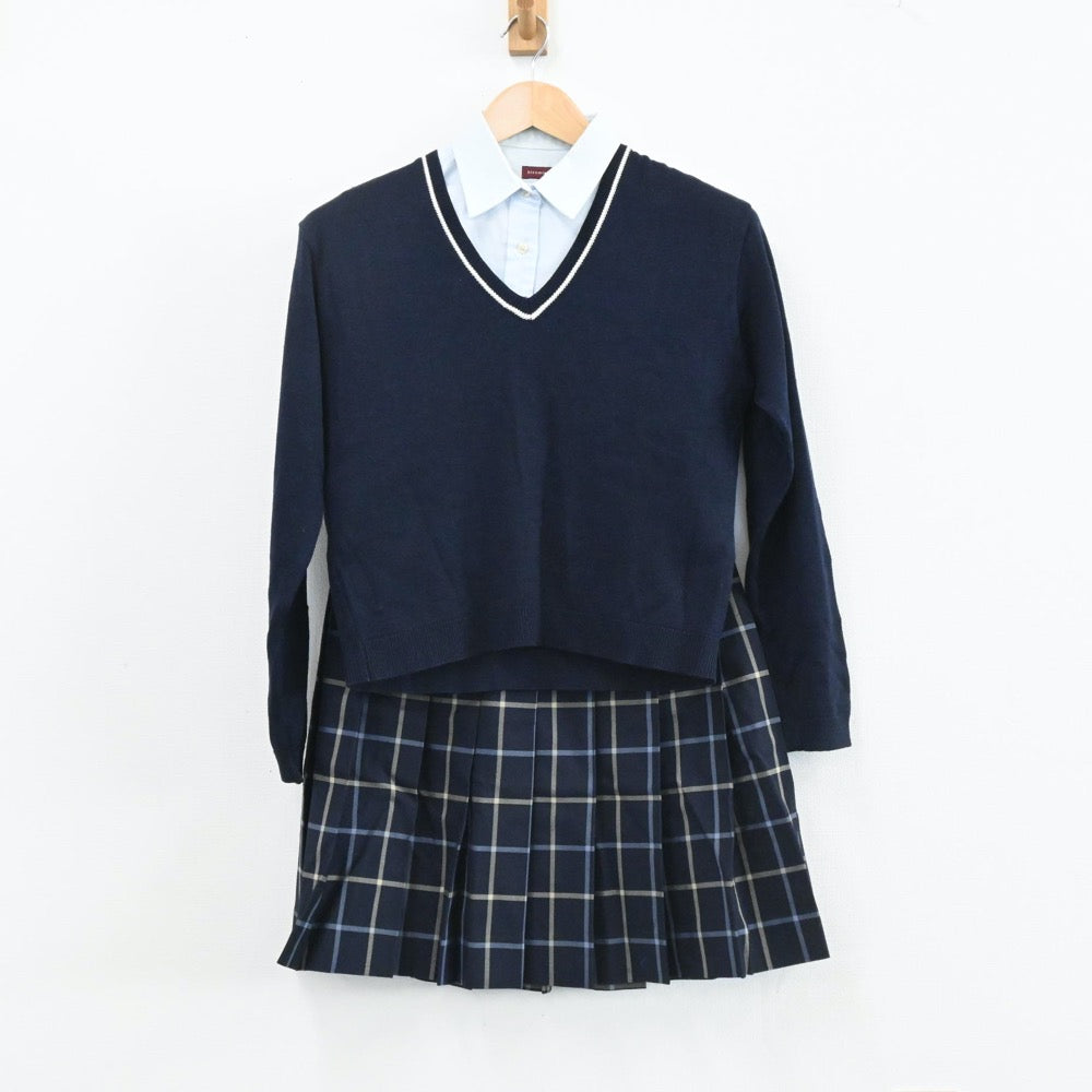 【中古】京都府 京都聖カタリナ高等学校 女子制服 7点（ブレザー・ニット・シャツ・スカート）sf003829