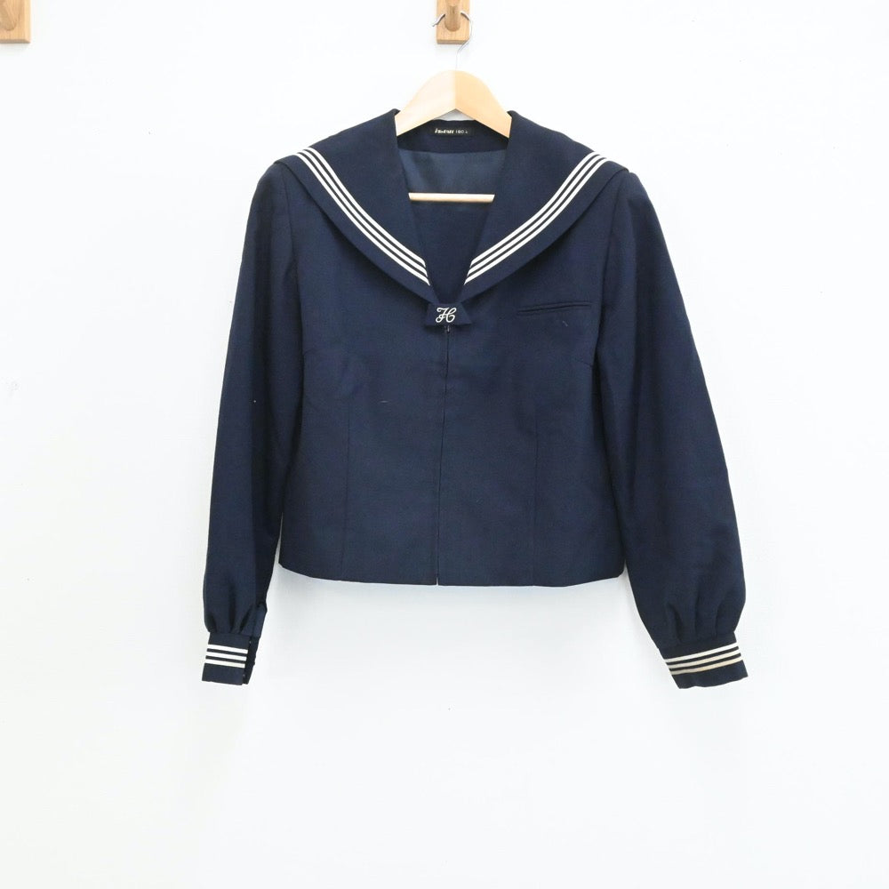 【中古】埼玉県 忍中学校 女子制服 2点（セーラー服・スカート）sf003857