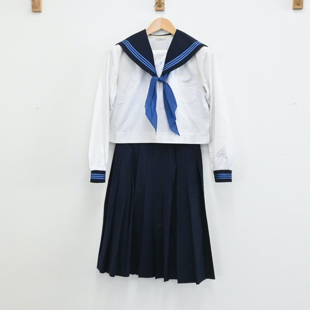 【中古】熊本県 東陵高等学校 女子制服 4点（セーラー服・スカート）sf003881