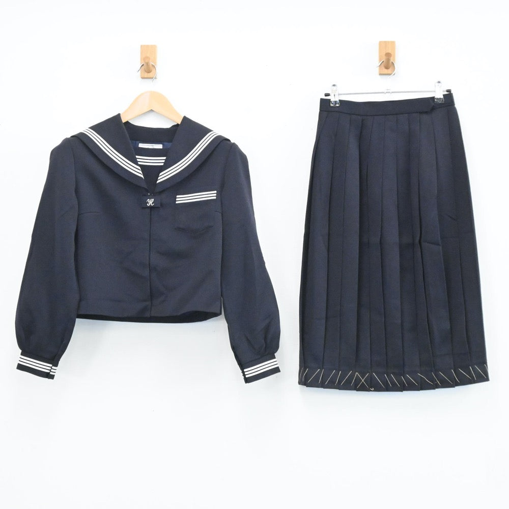 【中古】滋賀県 五個荘中学校 女子制服 2点（セーラー服・スカート）sf003937