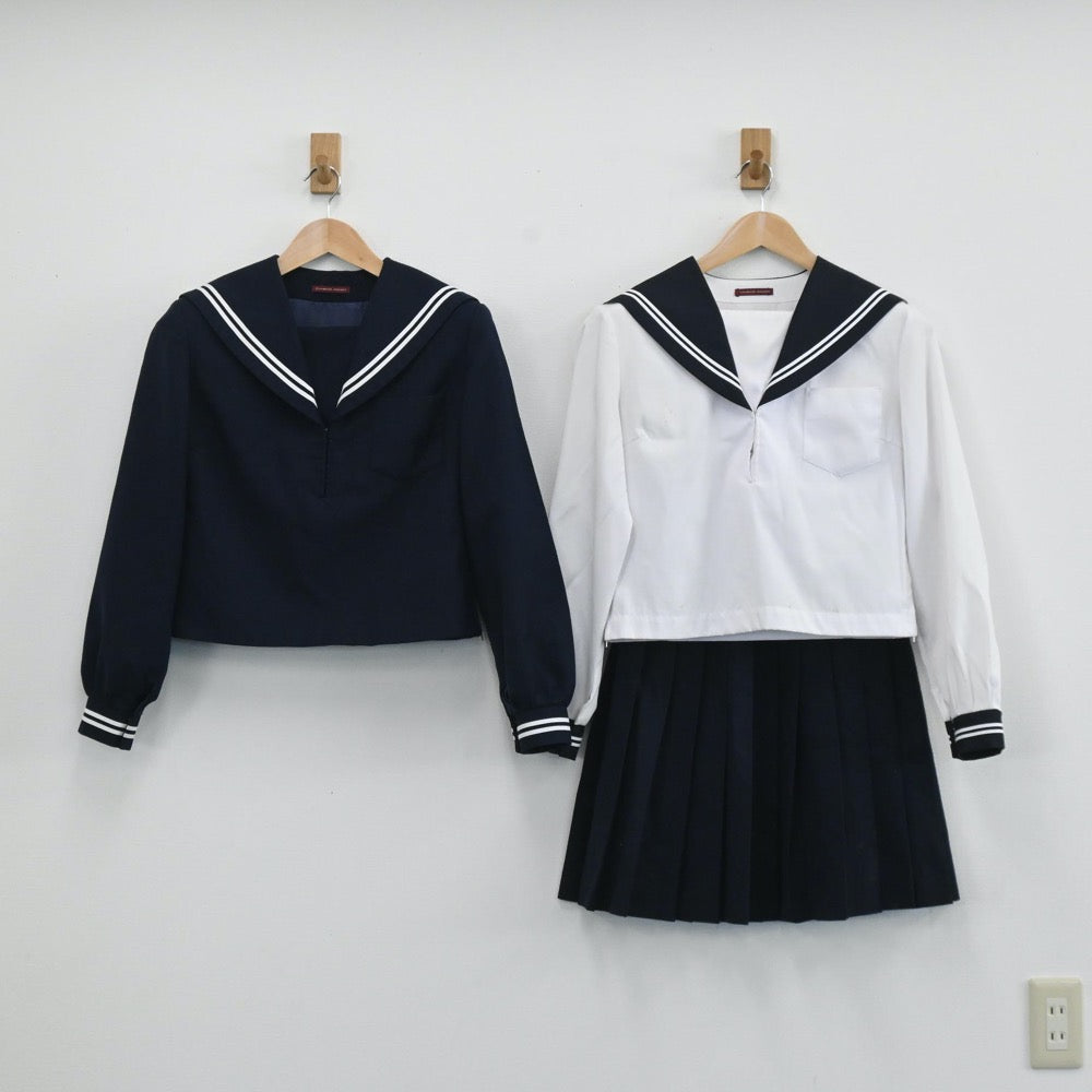 【中古】山口県 山口県立防府高校 女子制服 3点（セーラー服・セーラー服・スカート）sf003943