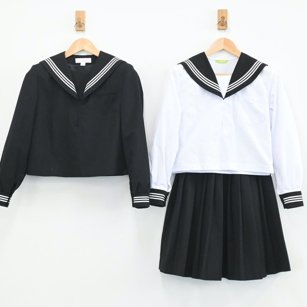 【中古】香川県 さぬき南中学校 女子制服 3点（セーラー服・スカート）sf003952
