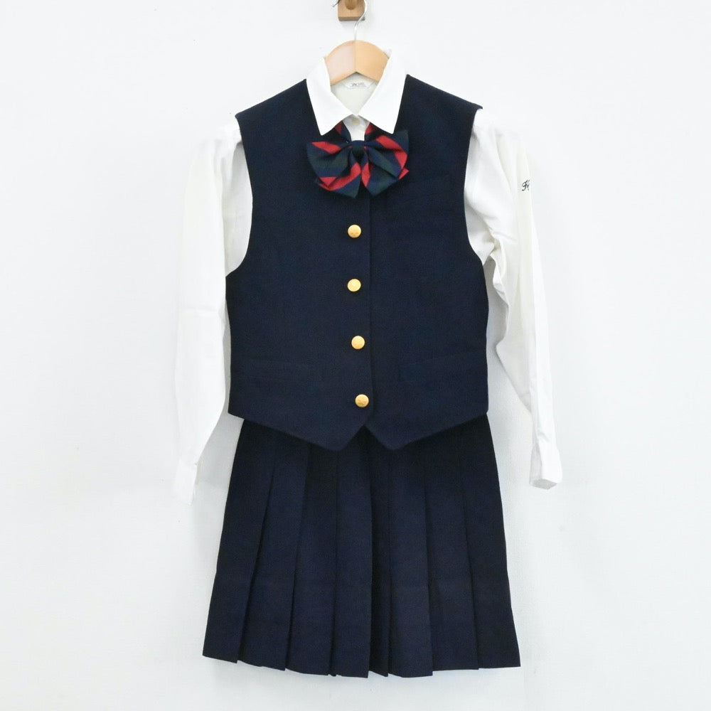 【中古】埼玉県 埼玉県立川越南高等学校 女子制服 6点（ブレザー・シャツ・ニット・ベスト・スカート）sf004072