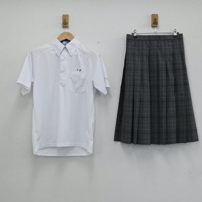 【中古】福岡県 粕屋中学校 女子制服 3点（シャツ・スカート）sf004106