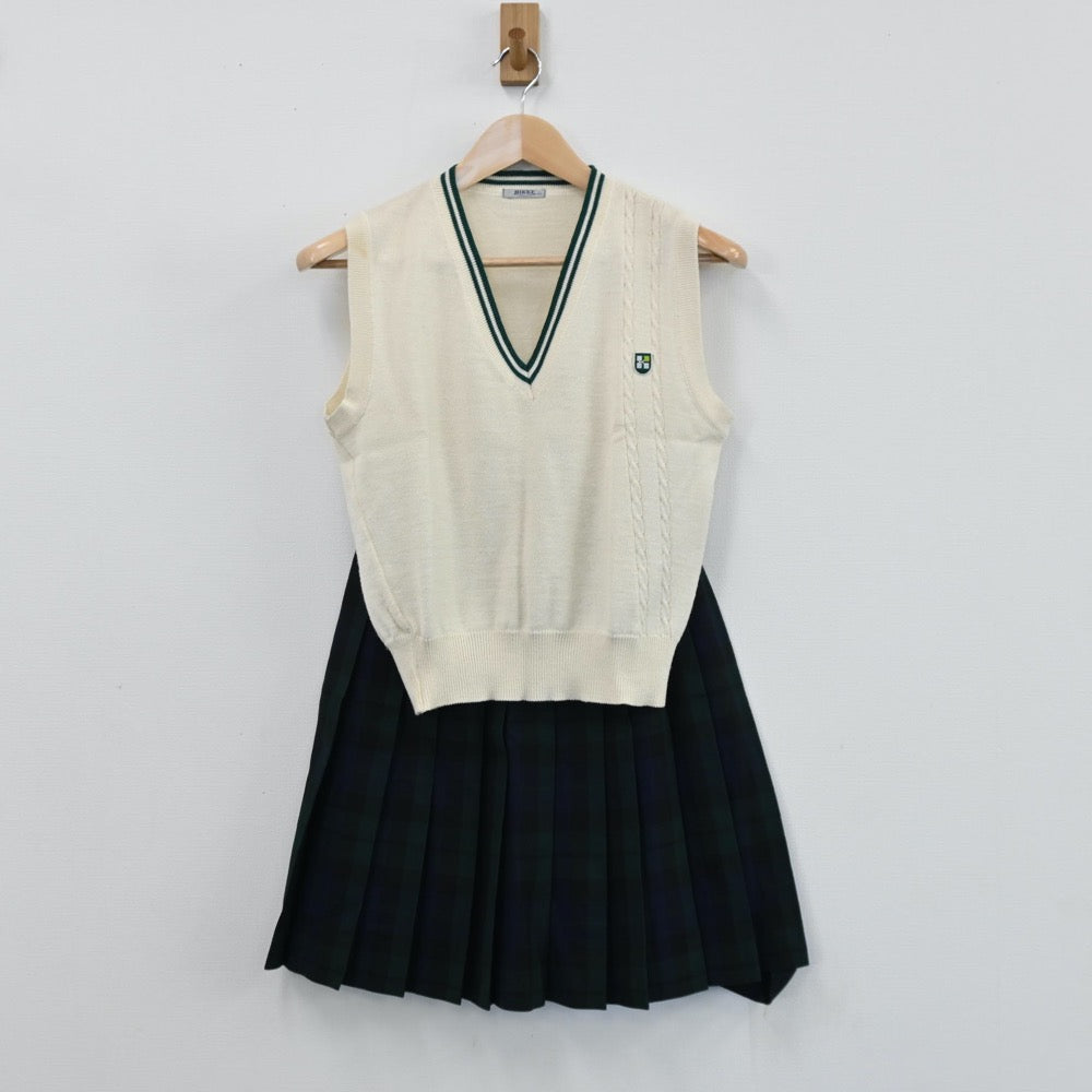 【中古】千葉県 嘉悦高校 女子制服 4点（ブレザー・ニットベスト・スカート）sf004198